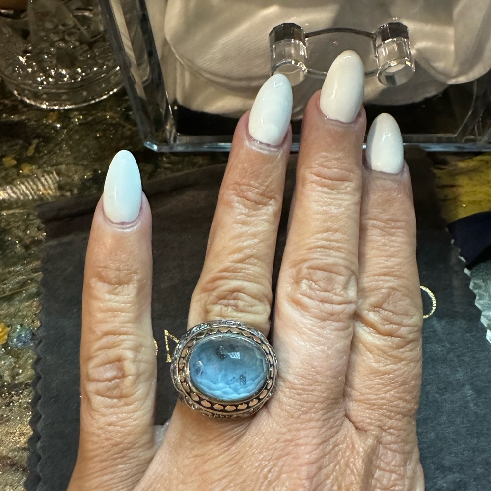 John Hardy Silver Ring with Blue Gemstone